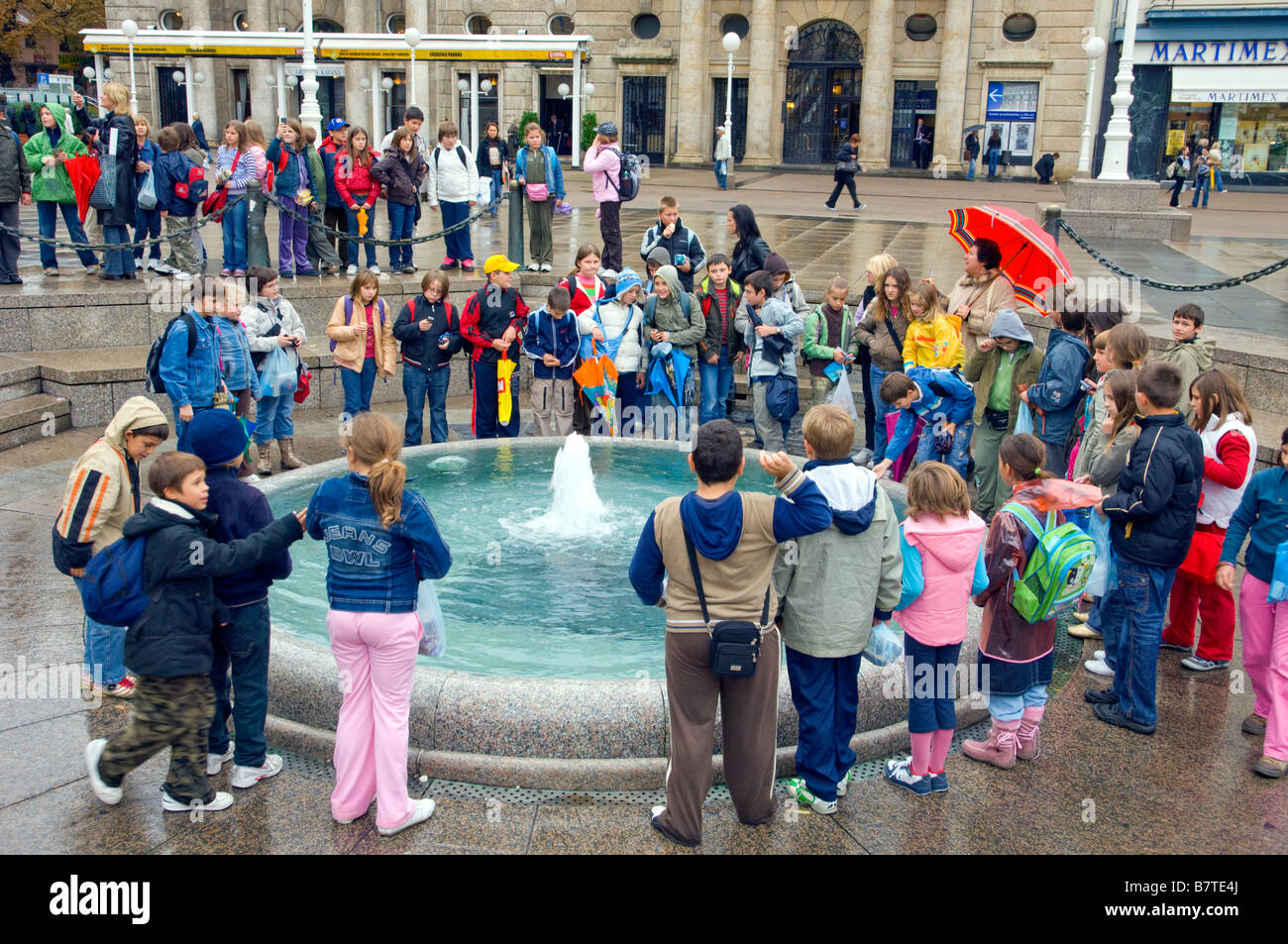A Group Of School Children With Their Teacher Gather Around The Mandusevac Fountain In Ban Jelacic Square Zagreb Croatia Stock Photo Alamy A Group Of School Children With Their Teacher Gather Around The Mandusevac Fountain In Ban Jelacic Square Zagreb Croatia Stock Photo Alamy