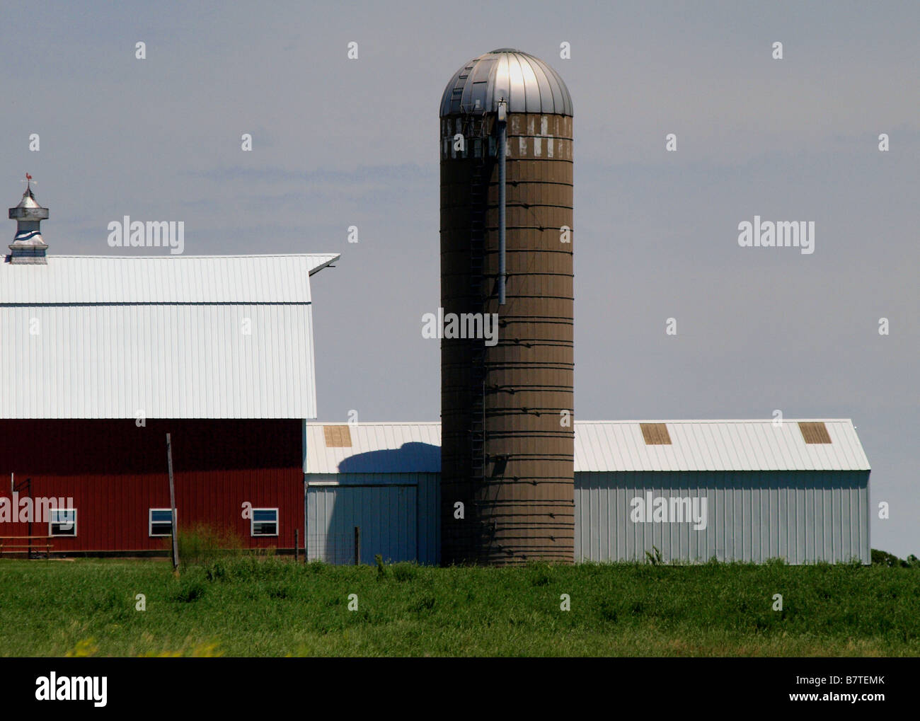 Farm scene as seen from interstate 80 in the heartland of America. Stock Photo