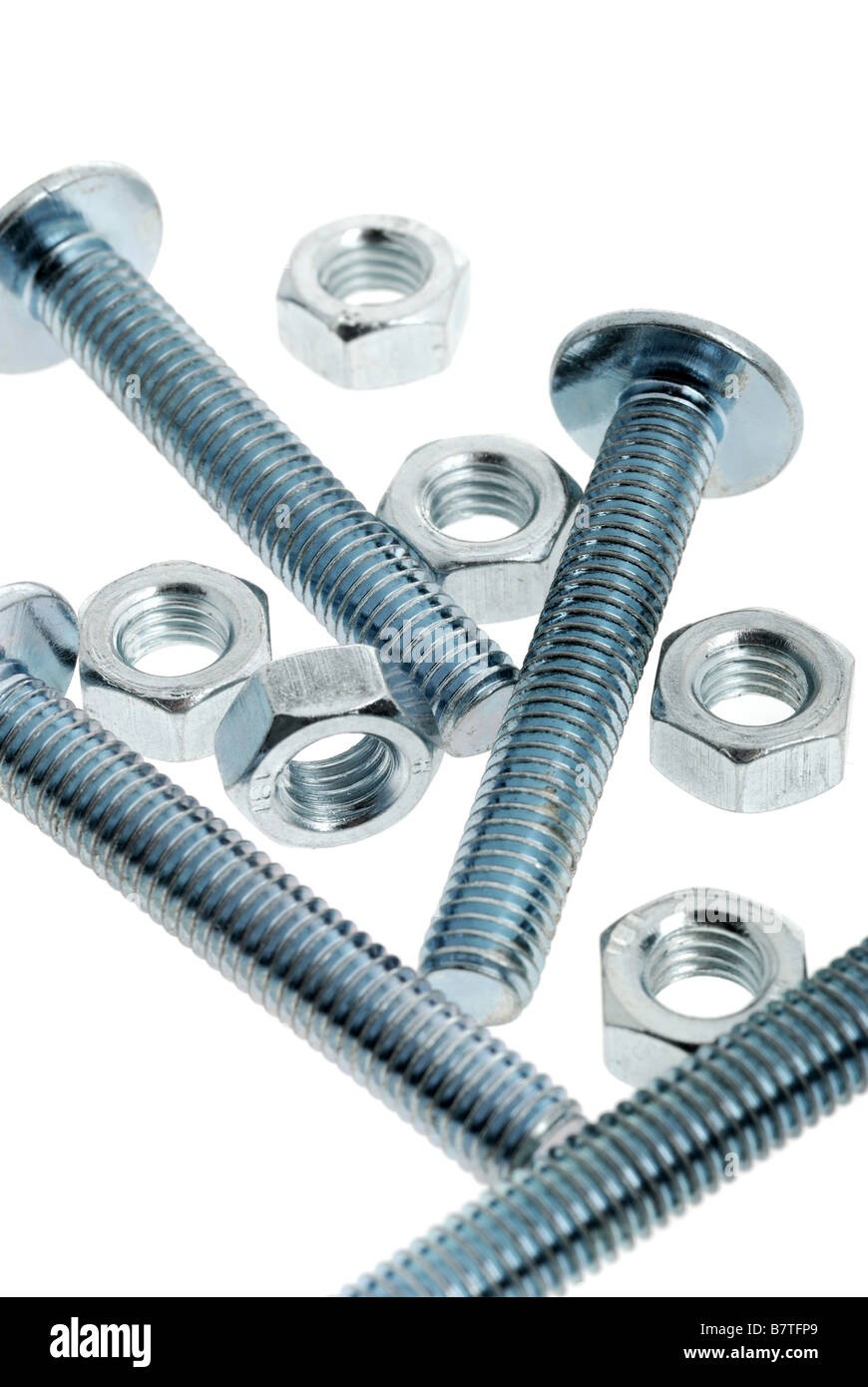 Bolts and nuts Fixing details for a fastening of details Stock Photo