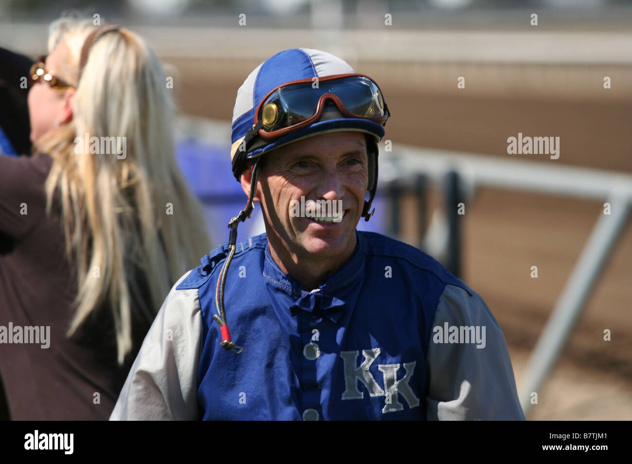 Jockey Russell Baze after a race at the San Joaquin County Fairgrounds in Stockton, California in 2008 Stock Photo