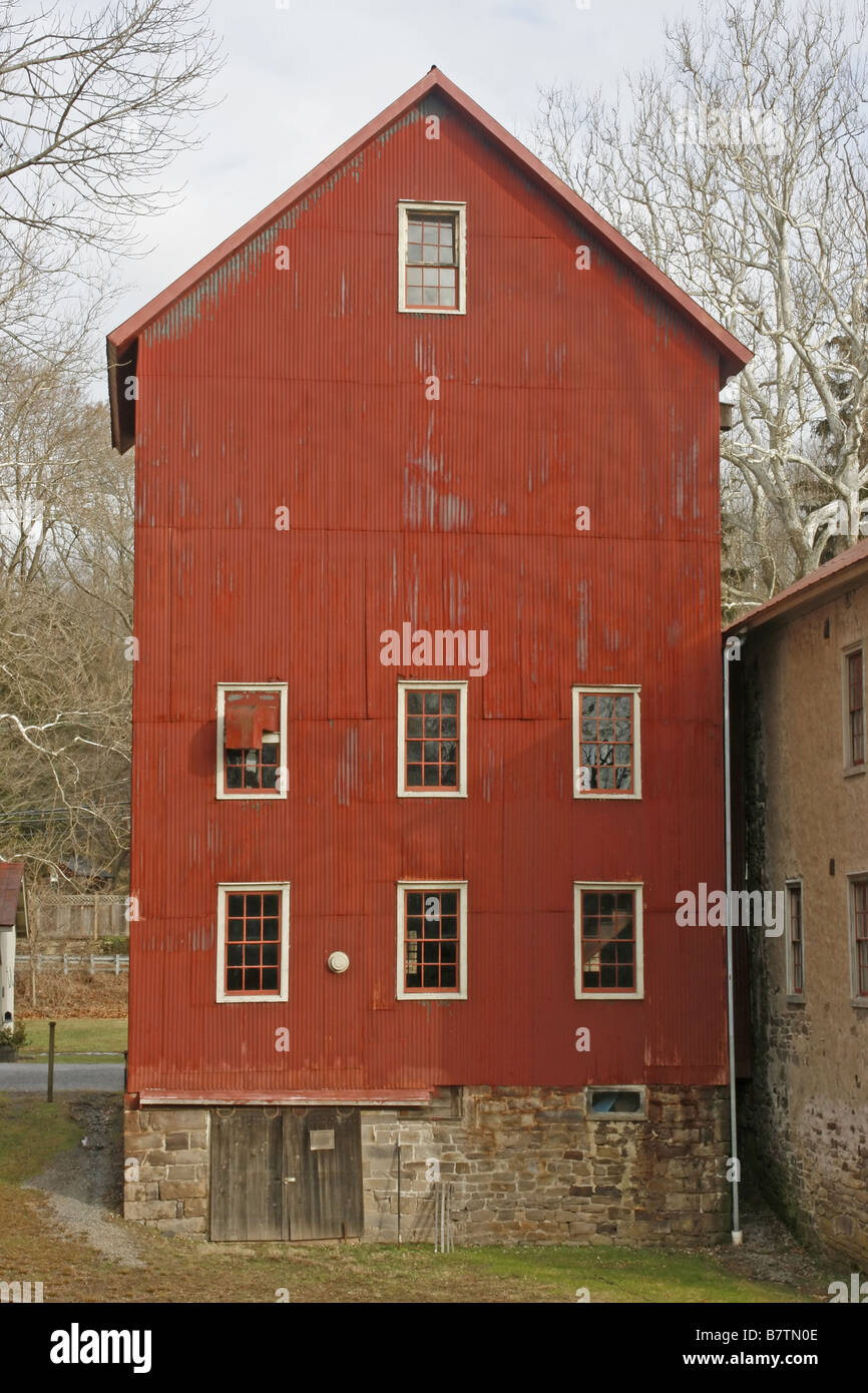 Prallsville Mills grain silo and mill Stock Photo Alamy