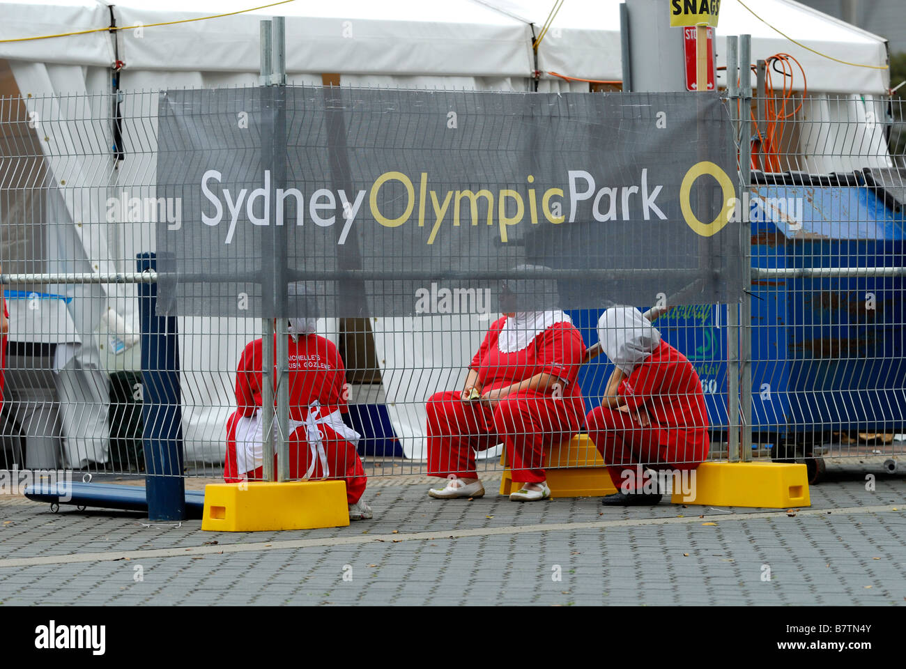 Caterers taking a break. Olympic Park, Sydney, Australia Stock Photo