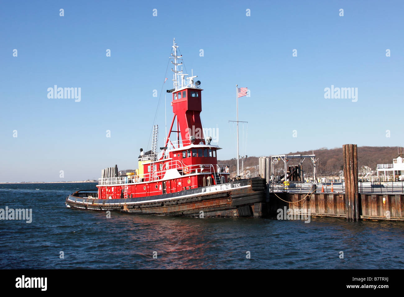 tugboat, Port Jefferson Harbor, Long Island, New York Stock Photo