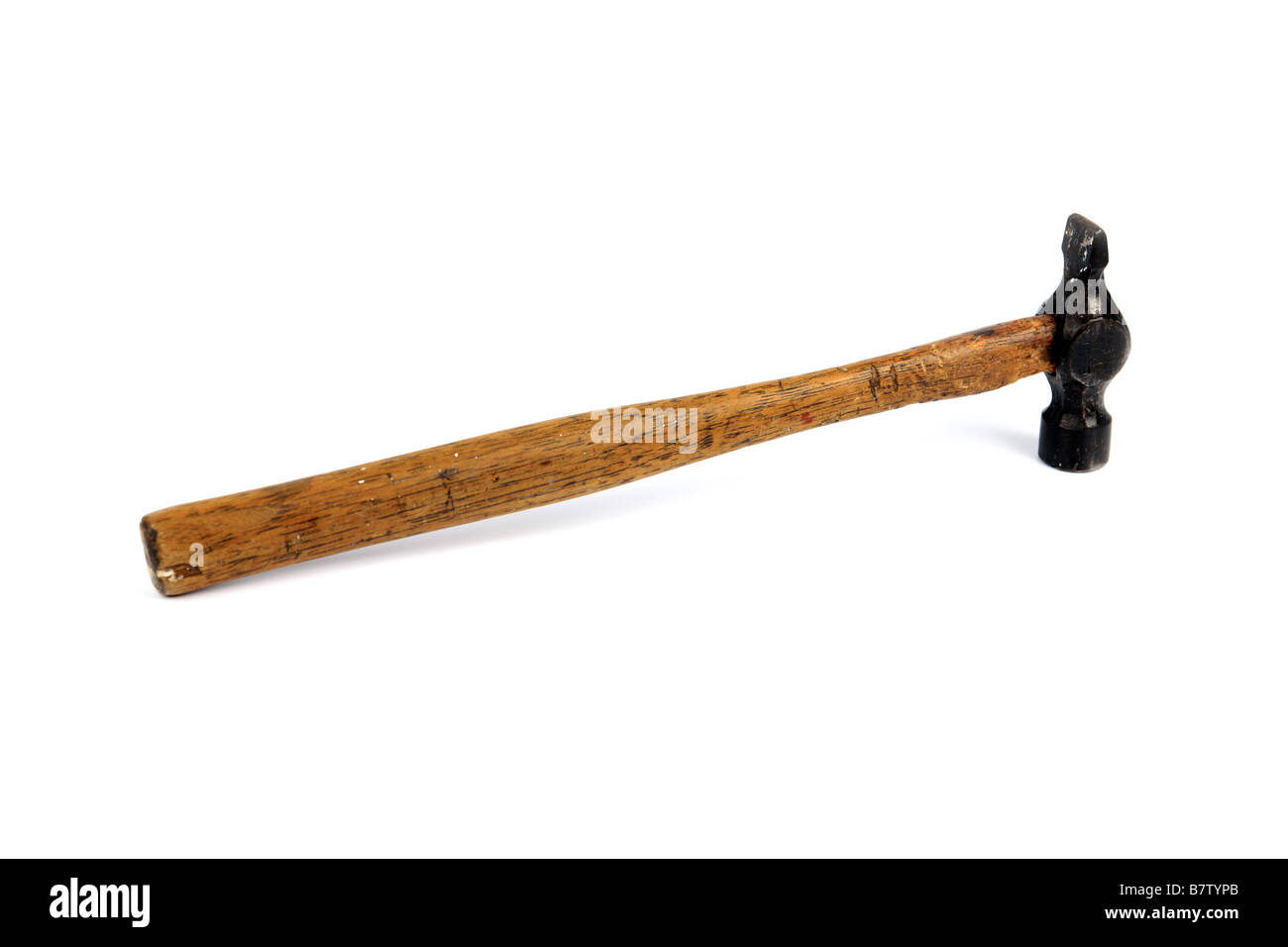 Wooden handles pin tack hammer against a white background Stock Photo