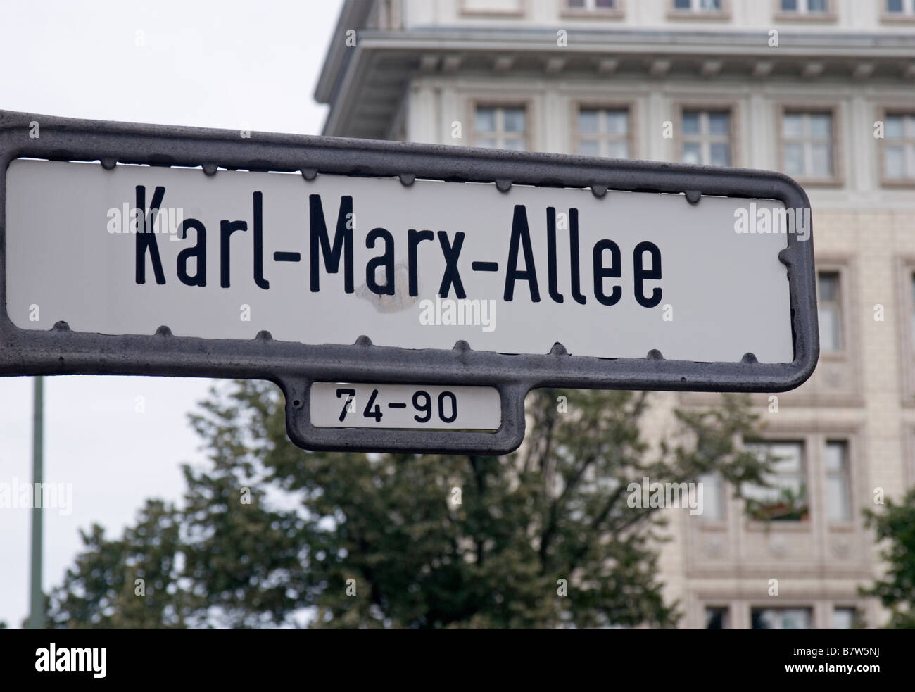 Karl Marx Allee street sign Berlin Stock Photo