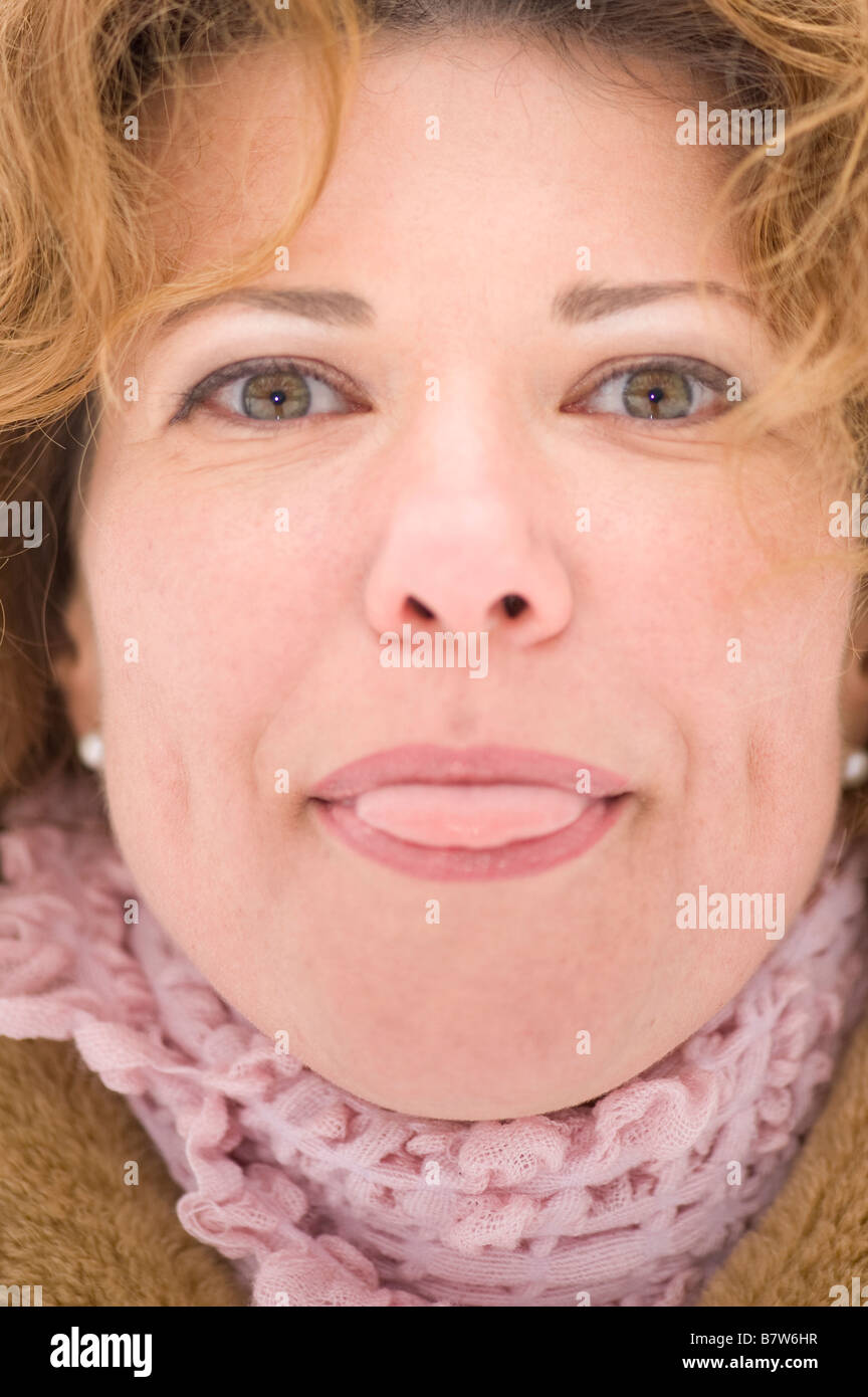 portrait on white woman in the fur coat Stock Photo - Alamy