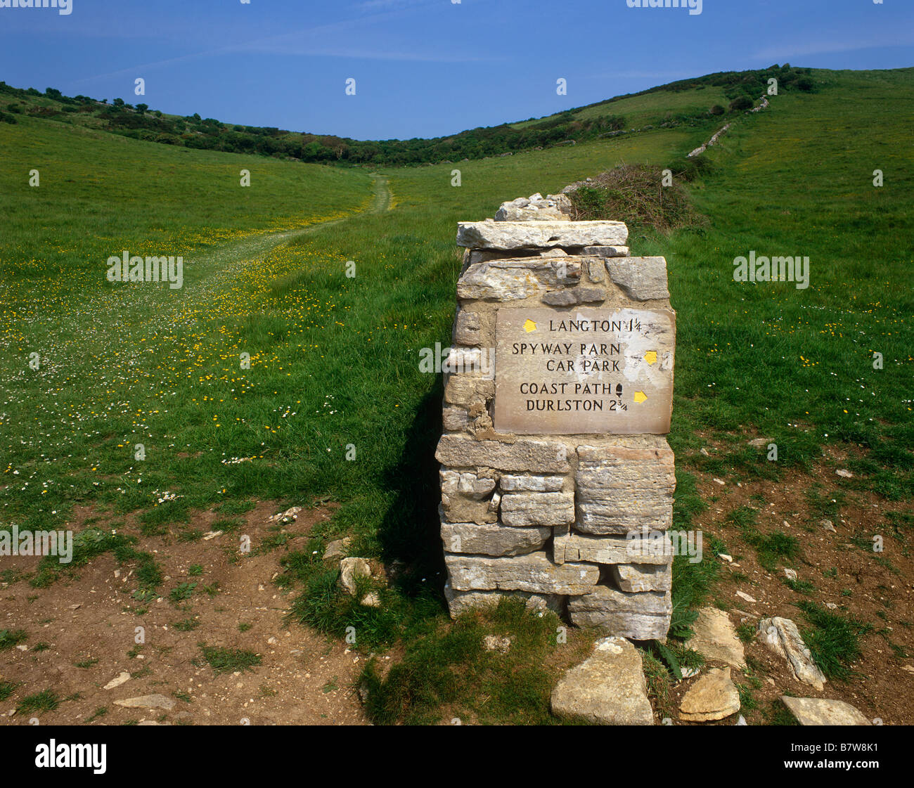 Way Marker Langton Matravers Dorset UK Stock Photo Alamy