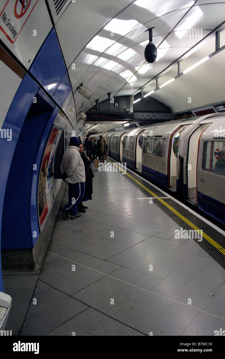 Platform at Embankment Underground Station London January 2009 Stock Photo