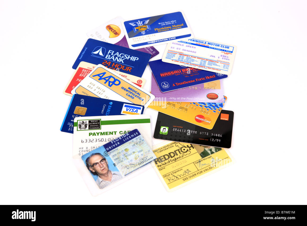 A selection of Credit debit and Charge cards and ID cards Stock Photo