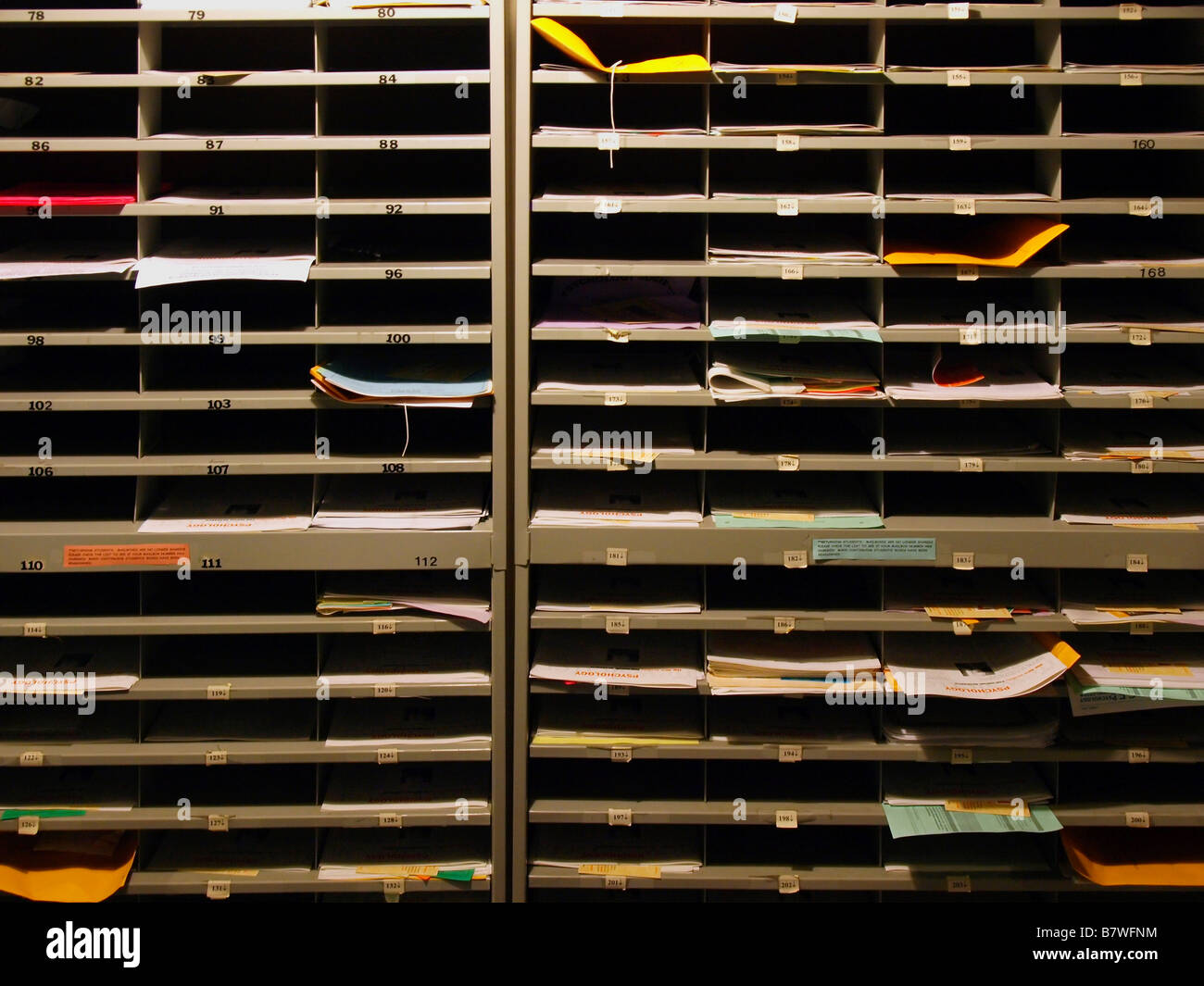 Highdensity, wallsized metal paperwork trays, shelves, or mailboxes