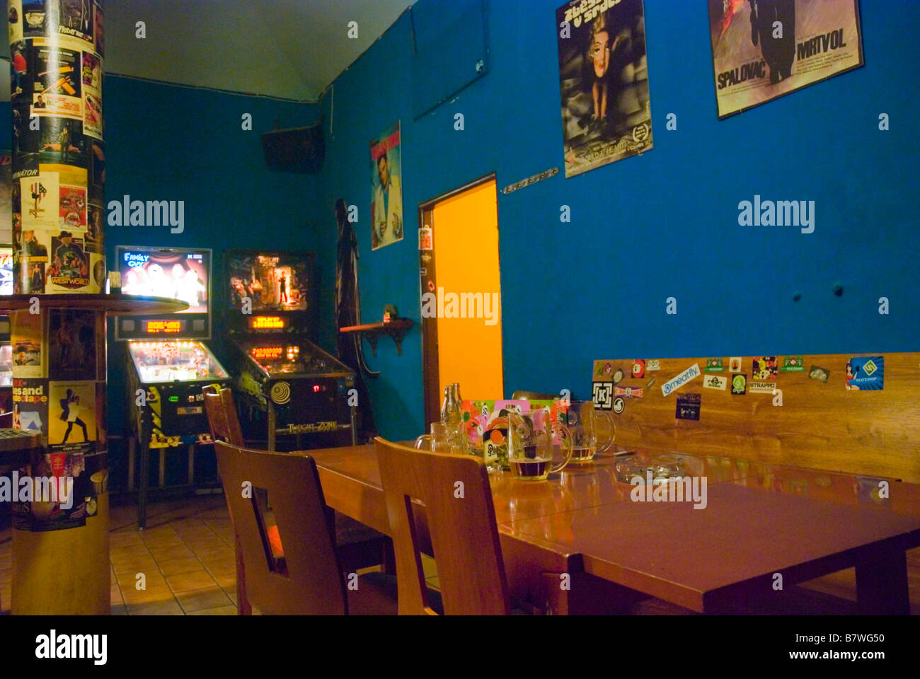 Backroom of Chocobamba bar in Zizkov district of Prague Czech Republic