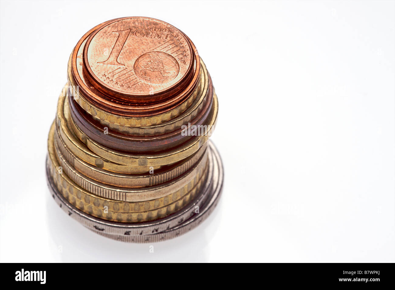 a selection of euro coins on white background Stock Photo - Alamy