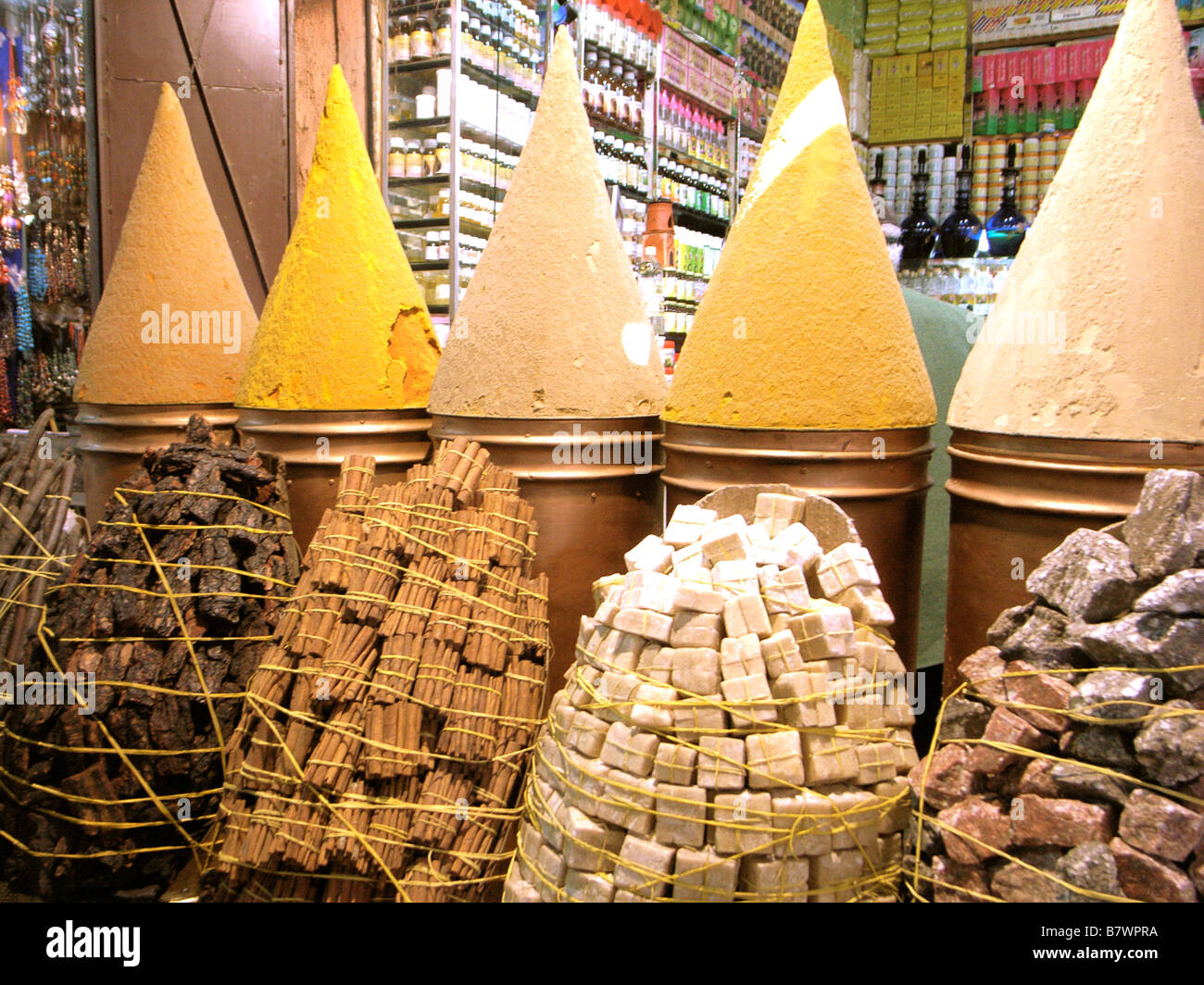 Spices and remedies in a souk in Marrakech, Morocco Stock Photo