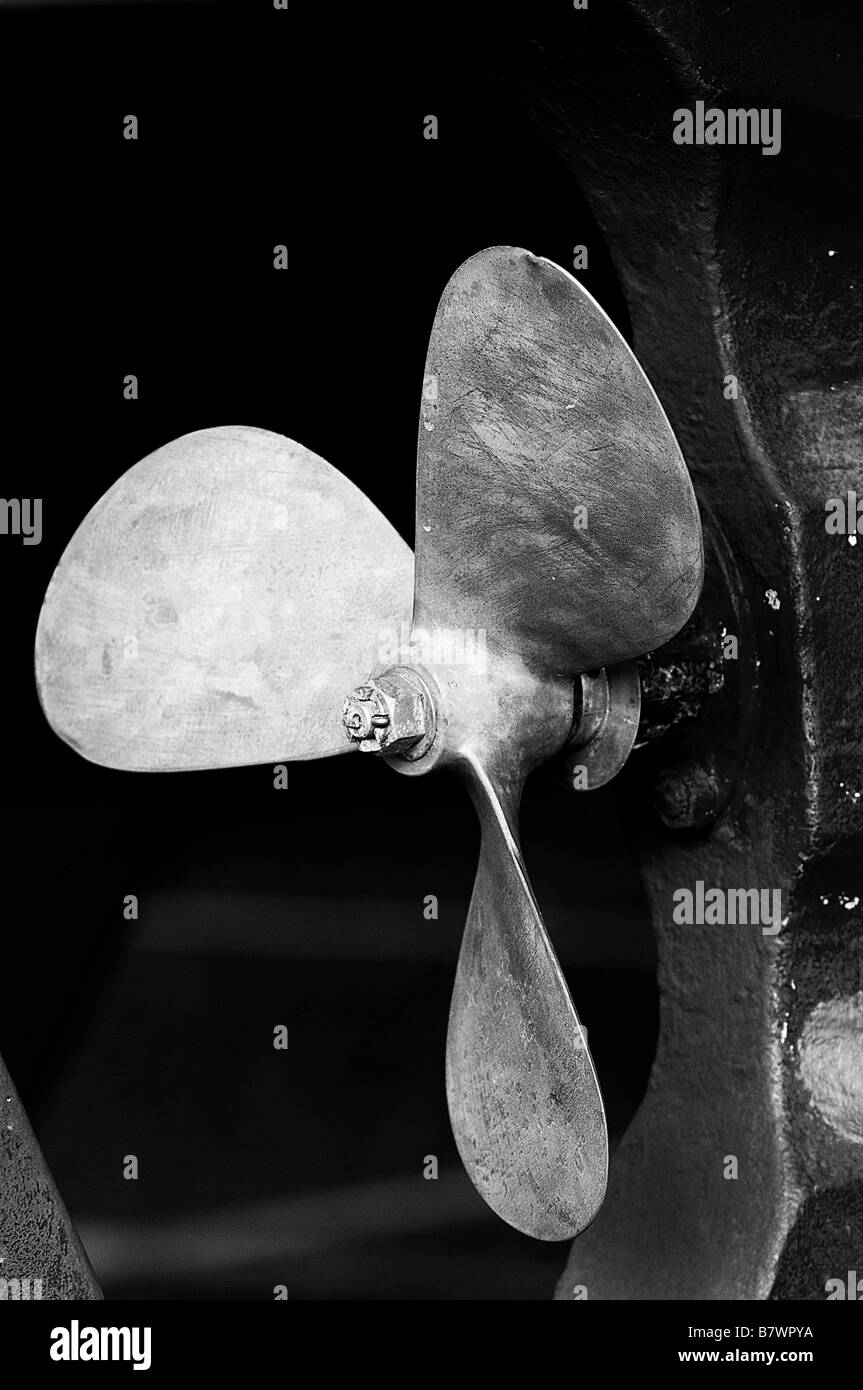 The propeller of a fishing boat, exposed in the harbour at lowtide