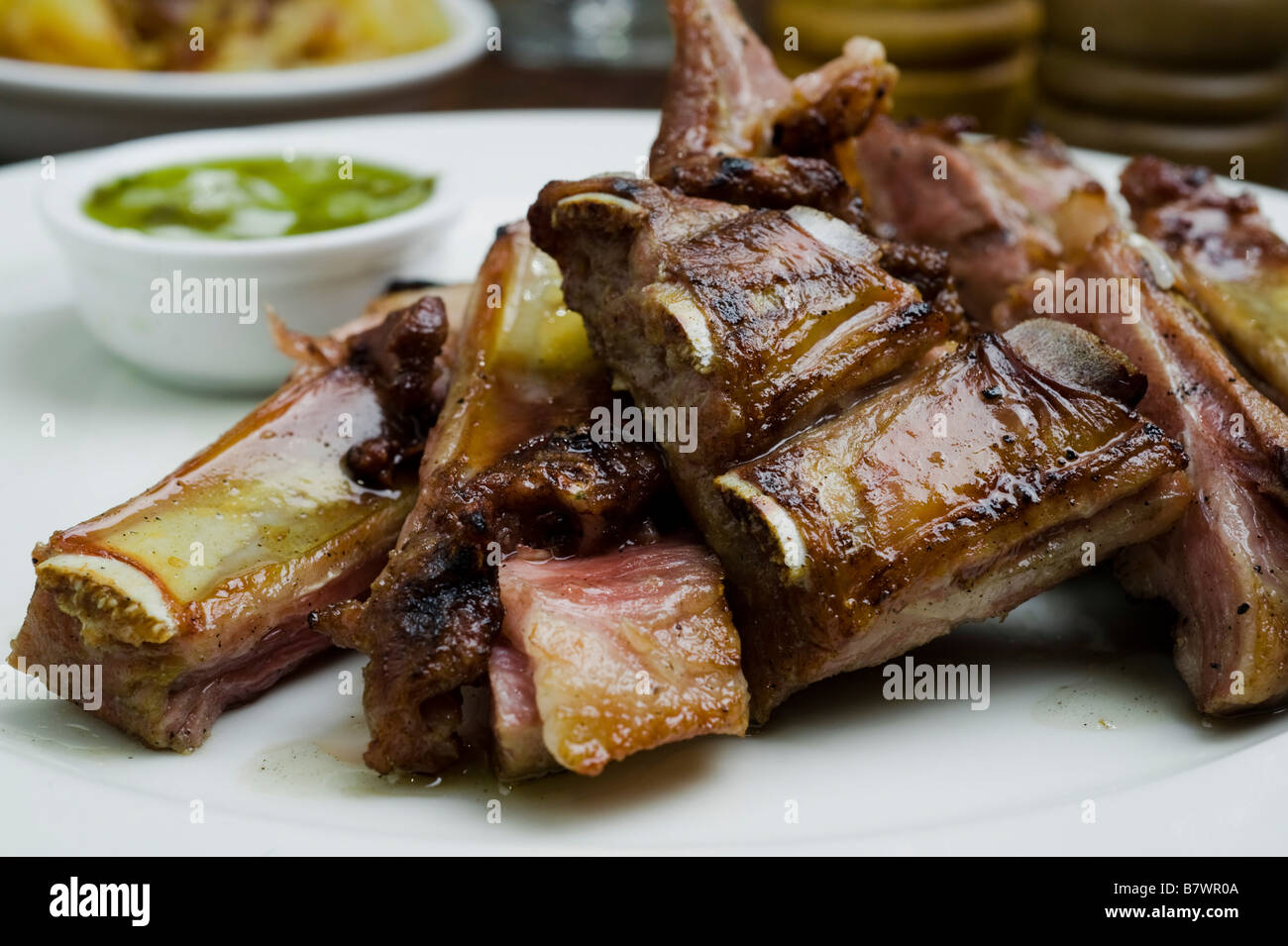 Beef rib Asado South American traditional dish in Argentina Uruguay