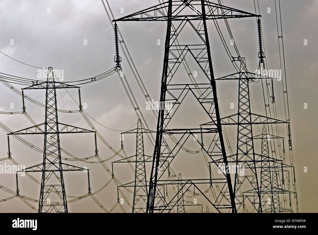 Highvoltage electricity lines, Clopton, Suffolk, UK Stock Photo Alamy
