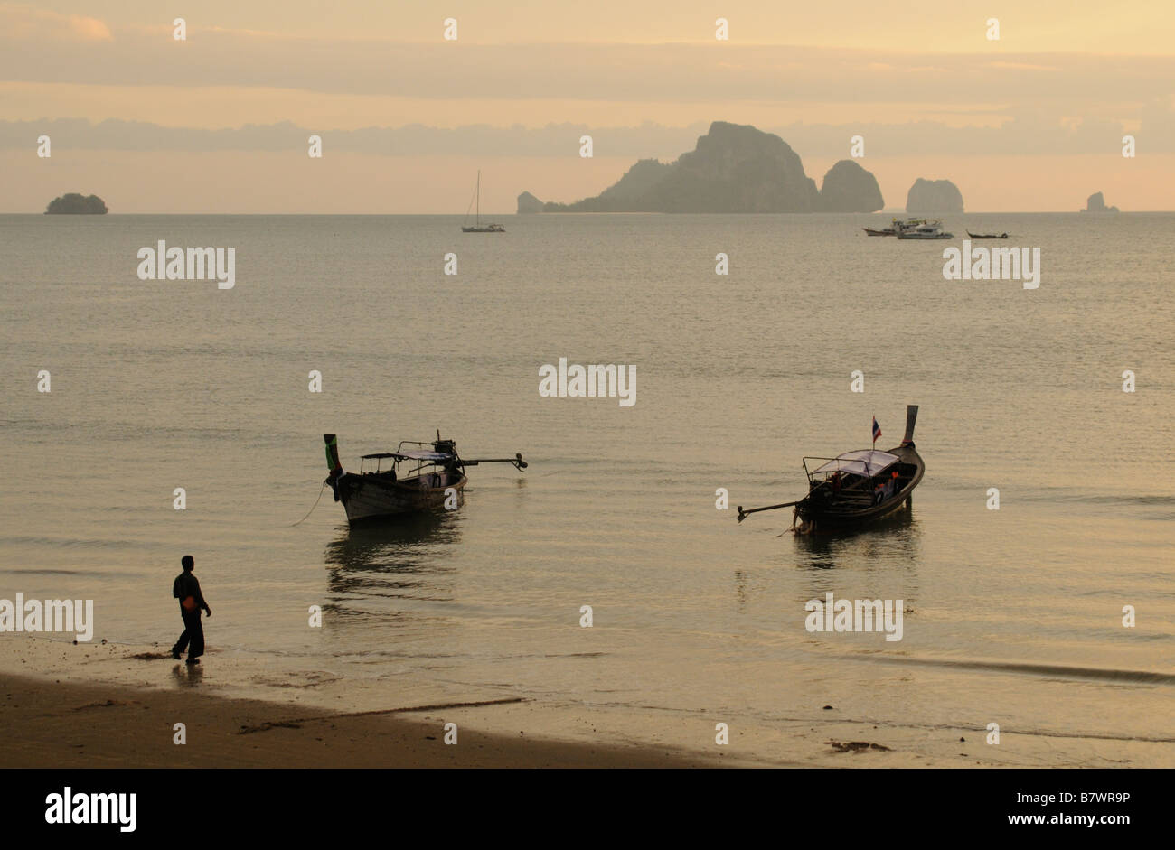 Longtail Boat at Ao Nang in Thailand Stock Photo