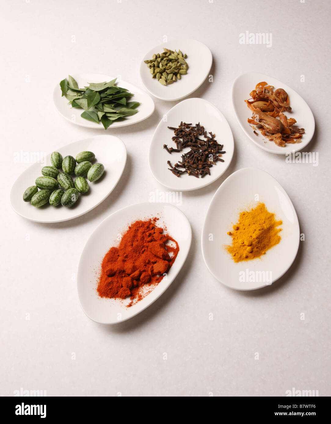 Some spices and items used in Indian Cookery Stock Photo Alamy