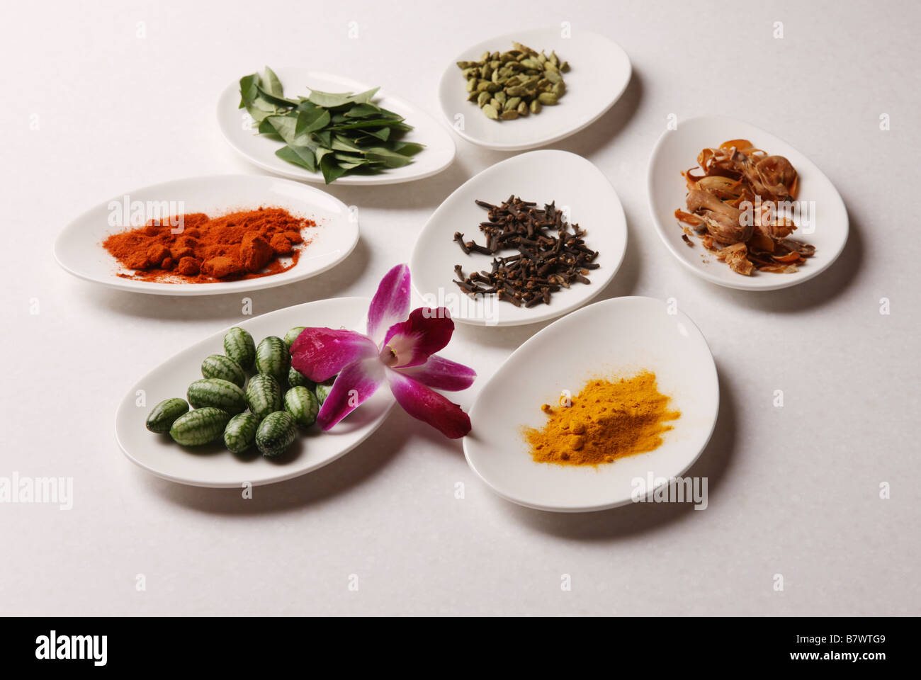 Some spices and items used in Indian Cookery Stock Photo Alamy
