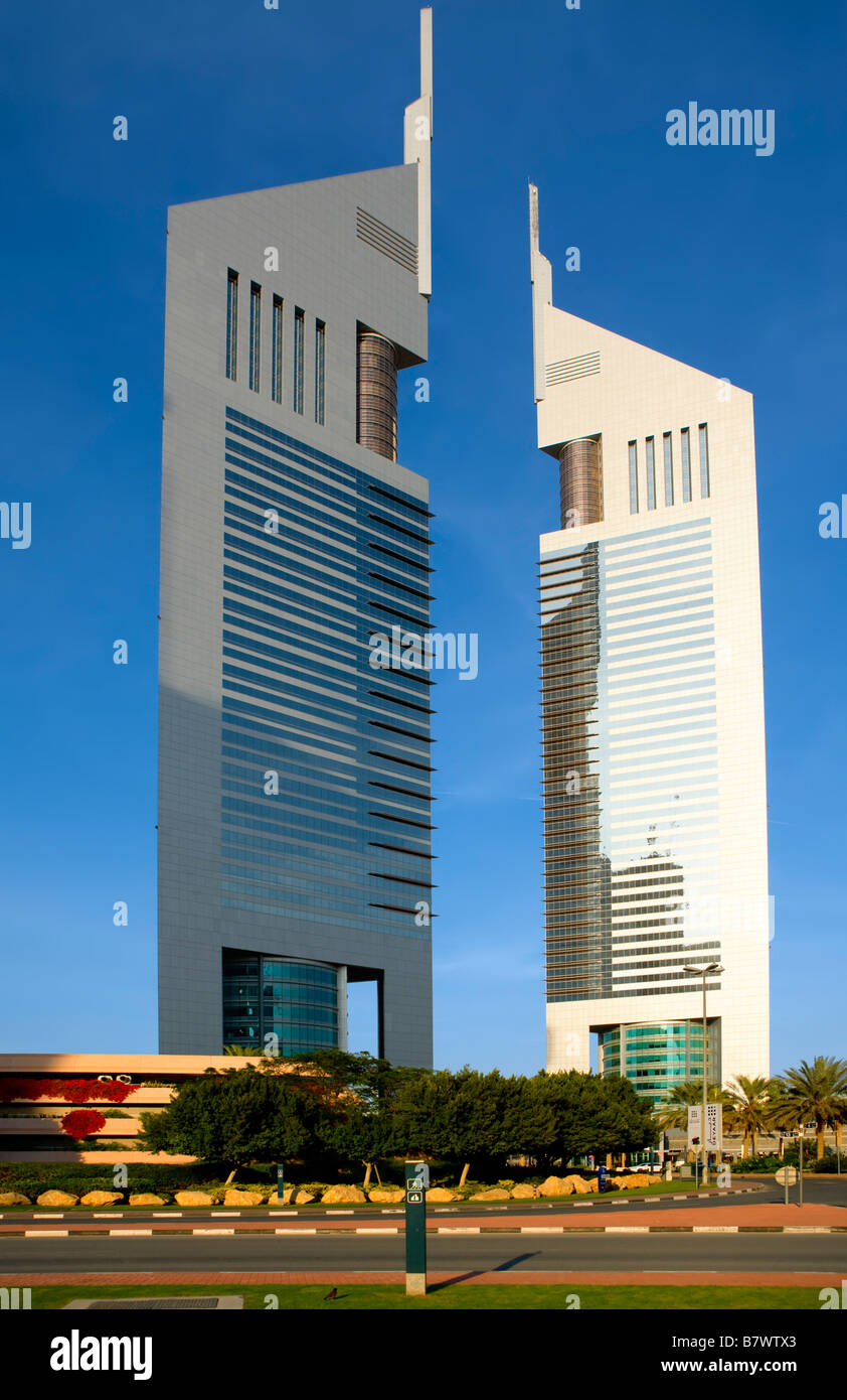 The emirates towers in Dubai Stock Photo Alamy