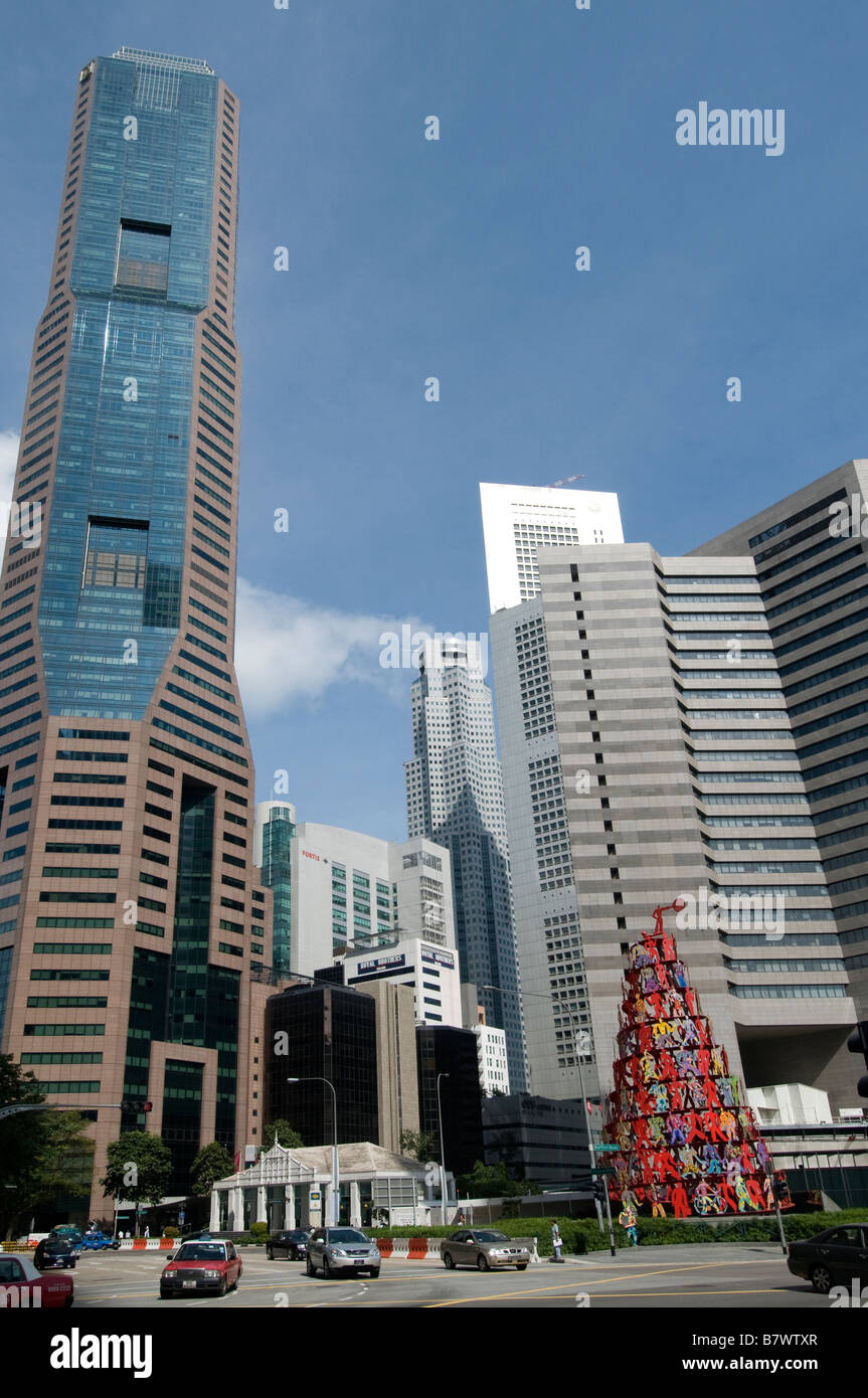 Chinatown Raffles Place Singapore CBD high rise office building financial bank commercial centre Stock Photo