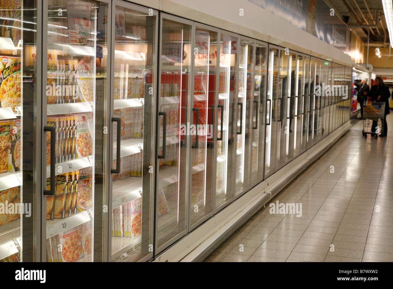 deep freezer in a supermarket Stock Photo