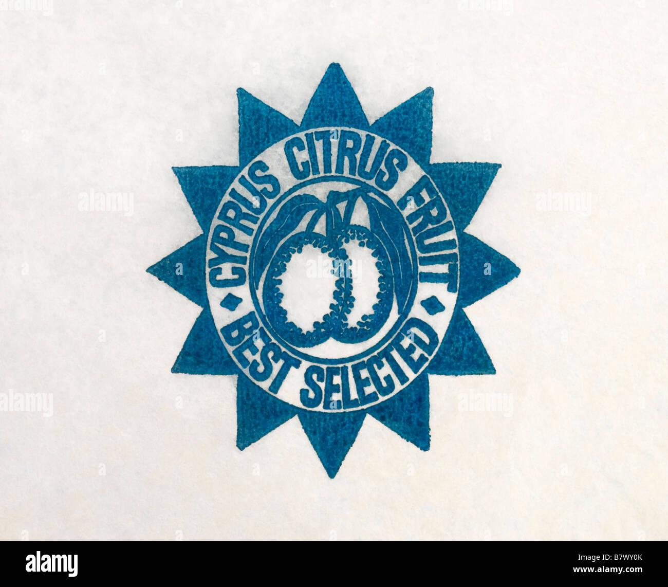 Citrus fruit wrapper from Cyprus Fruits in Oval Star illustration on