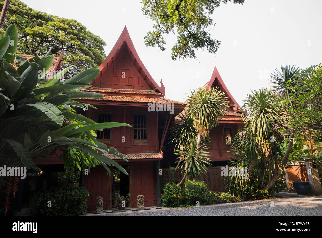 Traditional teak houses Jim Thompson s House Museum in central Bangkok Thailand Stock Photo