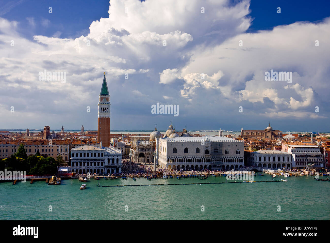 Piazza San Marco with Campanile and Doge Palace in Venice Veneto Italy Stock Photo