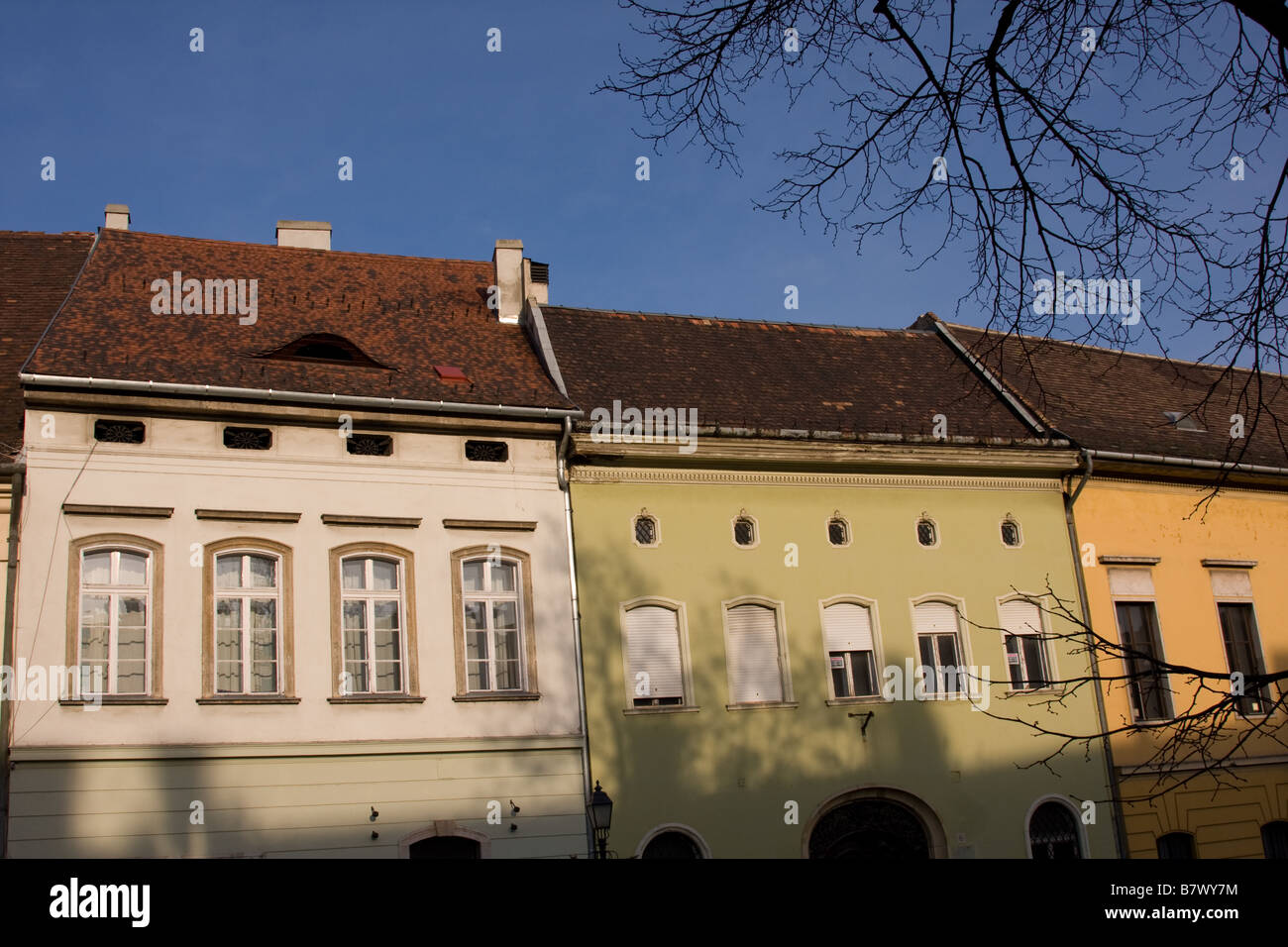 Colourful houses in the castle district of Budapest, Hungary Stock