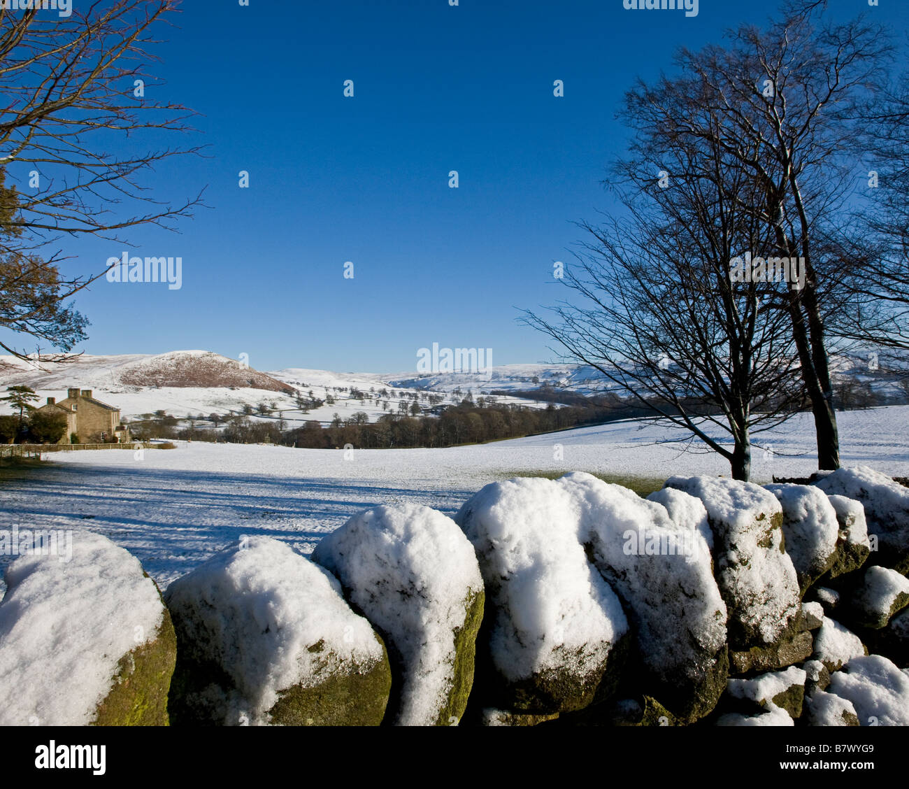 Typical Yorkshire Dales landscape in the snow Stock Photo