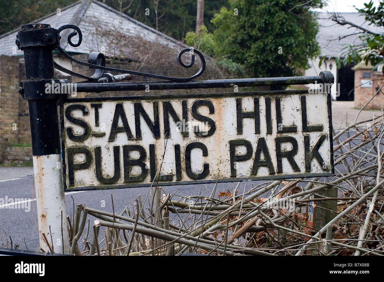Sign to St Anns Hill, Chertsey Stock Photo Alamy
