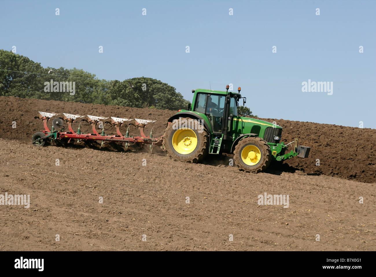 tractor ploughing, Cornwall UK Stock Photo Alamy