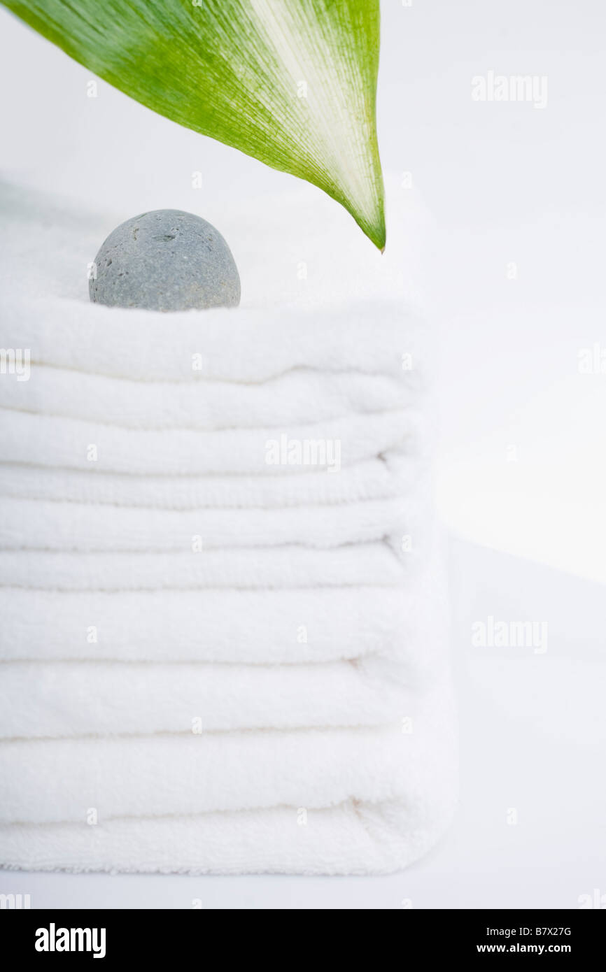 Hand towels and leaves close up Stock Photo Alamy