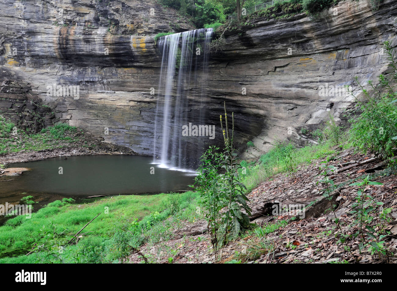 Indian creek forming waterfall known as 76 falls clinton county
