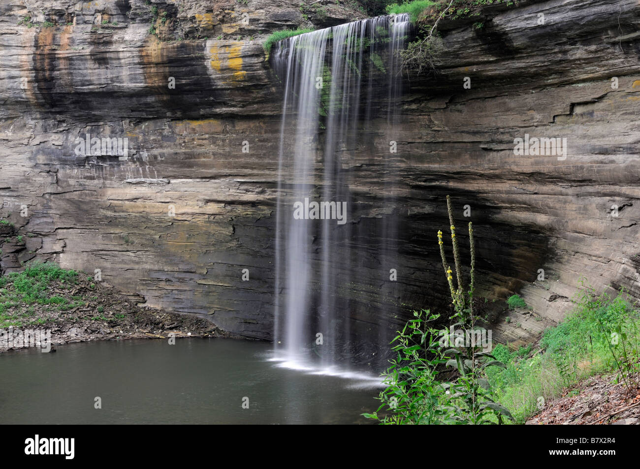 Indian creek forming waterfall known as 76 falls clinton county