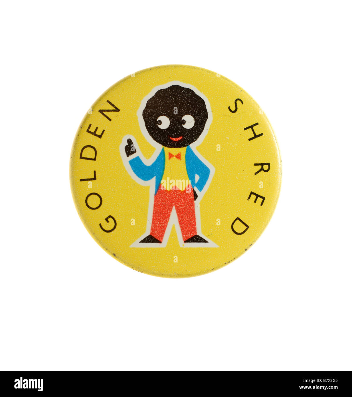 Golden Shred 'Golly' character badge from 1970's Stock Photo