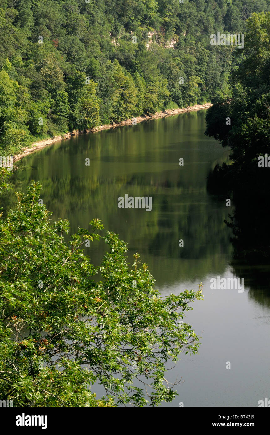 kentucky river overlook bend gorge high height overview summer green trees foliage Stock Photo