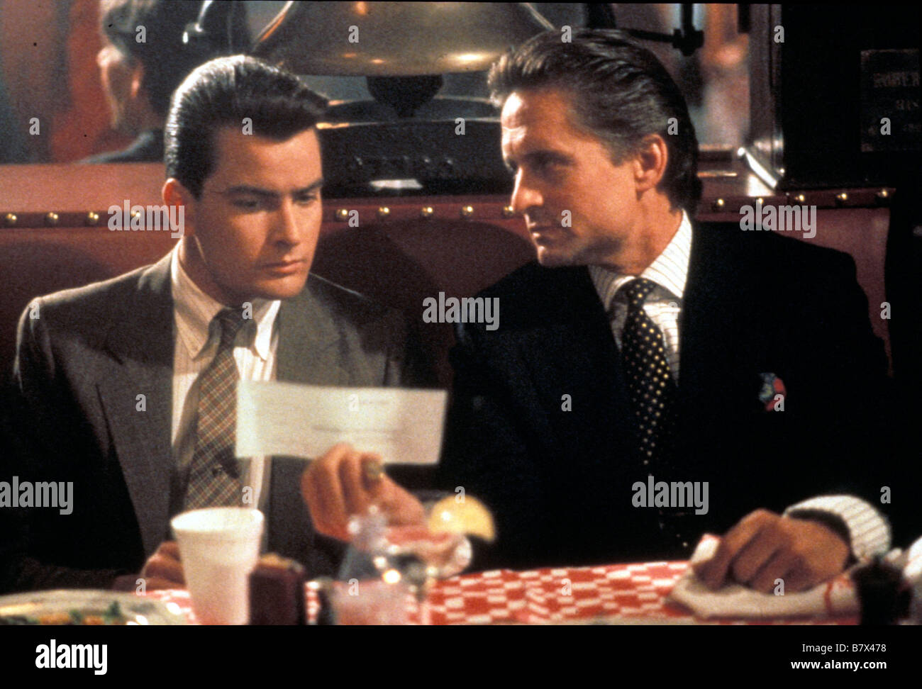 Wall Street  Year: 1987 USA Charlie Sheen, Michael Douglas  Director: Oliver Stone Stock Photo