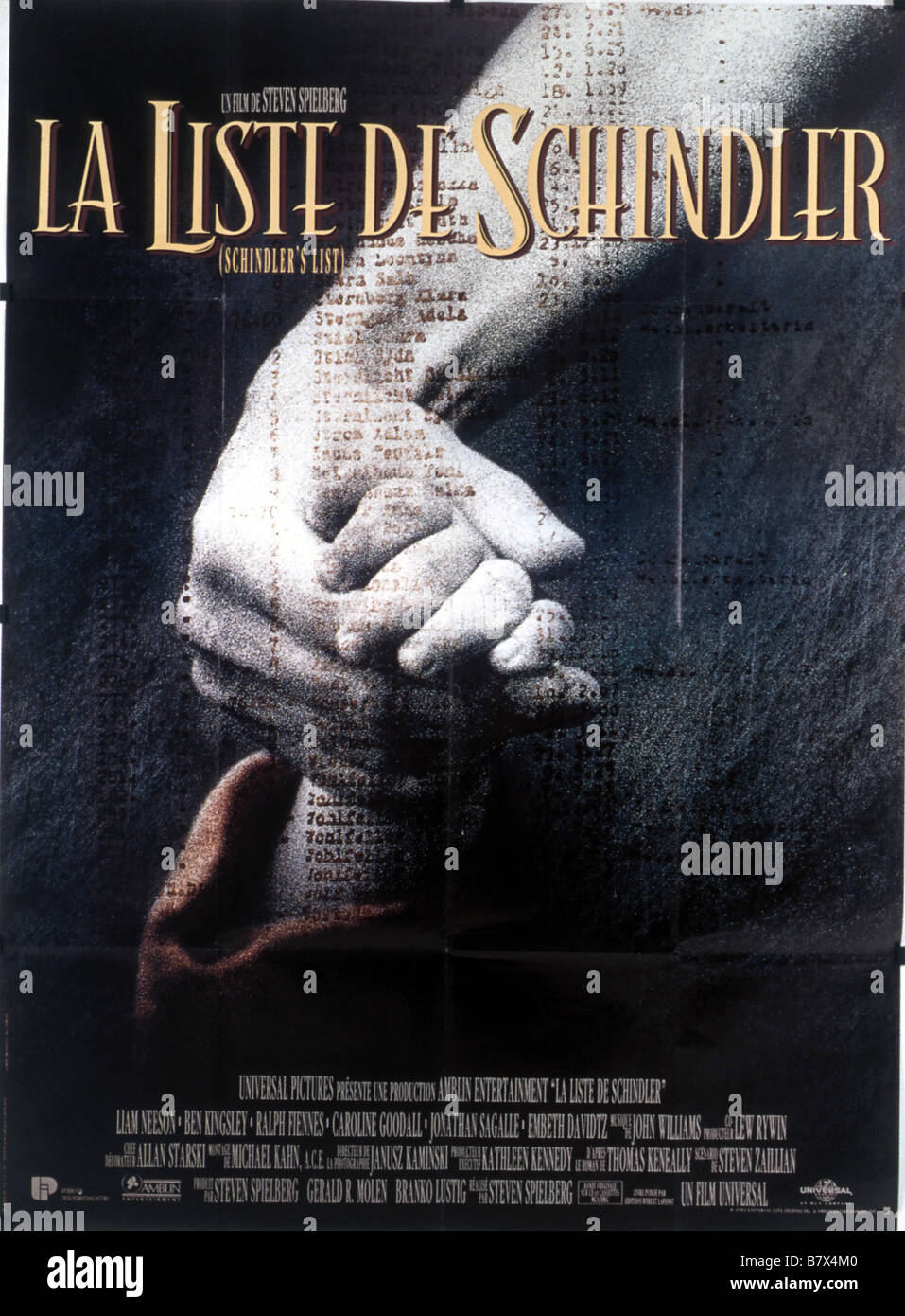 Schindler's List Year: 1993 USA Director: Steven Spielberg Movie poster (Fr  Stock Photo - Alamy