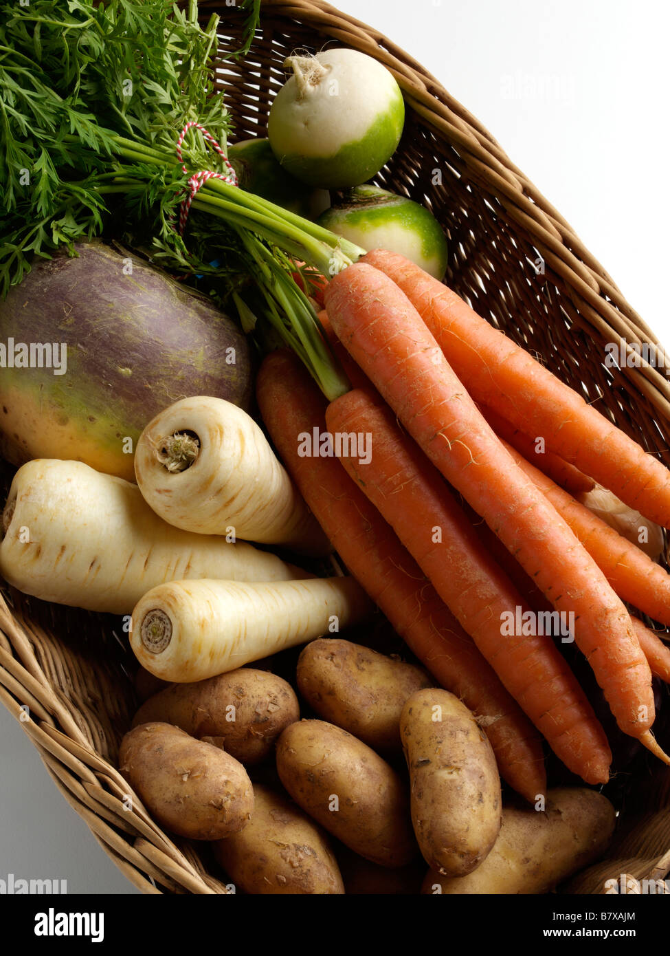 A basket of root vegetables Stock Photo Alamy