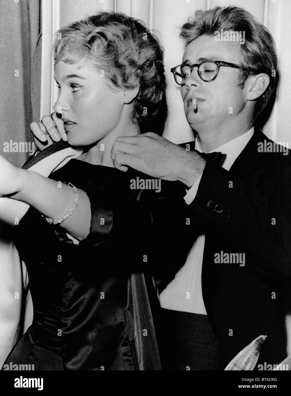 James Dean and Ursula Andress attending the Thalian Ball at Ciro's nightclub in Loas Angeles. August 29, 1955 Stock Photo