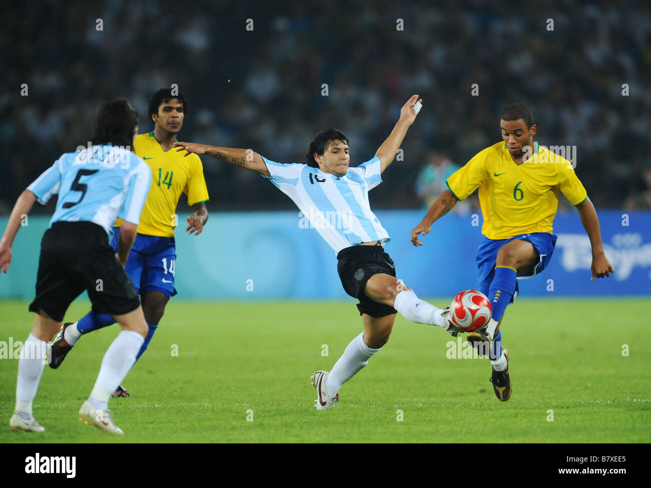 Sergio Aguero ARG AUGUST 19 2008 Football Beijing 2008 Olympic Games Mens Football semi final match between Argentina and Brazil at Workers Stadium in Beijing China Photo by Atsushi Tomura AFLO SPORT 1035 Stock Photo