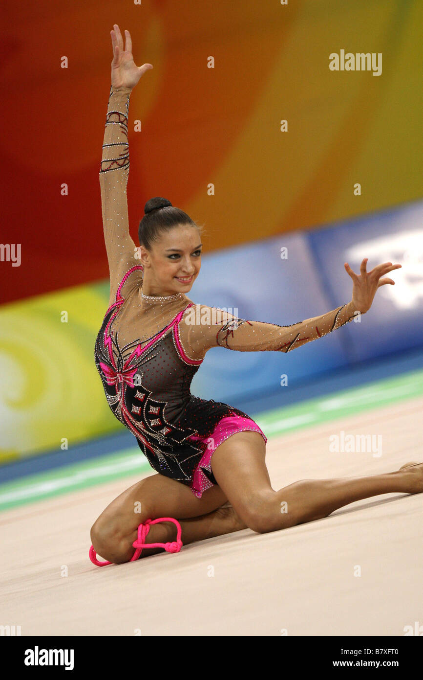 evgeniya kanaeva Evgeniya Kanaeva RUS AUGUST 23 2008 Rhythmic Gymnasitics Evgeniya Kanaeva  of Russia performs with the rope during the individual all around final of  the rhythmic gymnastics competition at the Beijing 2008 Olympic