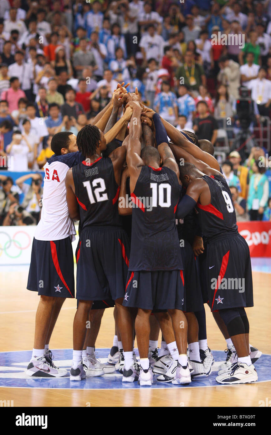 United States team group USA AUGUST 24 2008 Basketball Beijing 2008 Olympic Games Mens Basketball Final match between United States and Spain at the Beijing Olympic Basketball Gymnasium in Beijing China Photo by Daiju Kitamura AFLO SPORT 1045 Stock Photo