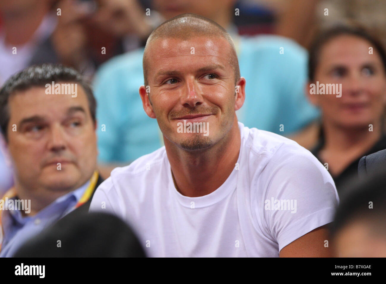 David Beckham AUGUST 24 2008 Basketball Beijing 2008 Olympic Games David Beckham watches the Mens Basketball Final match between United States and Spain at the Beijing Olympic Basketball Gymnasium in Beijing China Photo by Daiju Kitamura AFLO SPORT 1045 Stock Photo