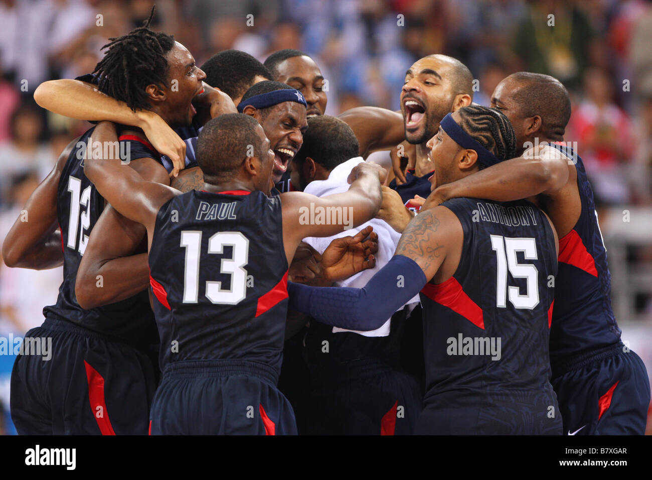 United States team group USA AUGUST 24 2008 Basketball Beijing 2008 Olympic Games Mens Basketball Final match between United States and Spain at the Beijing Olympic Basketball Gymnasium in Beijing China Photo by Daiju Kitamura AFLO SPORT 1045 Stock Photo