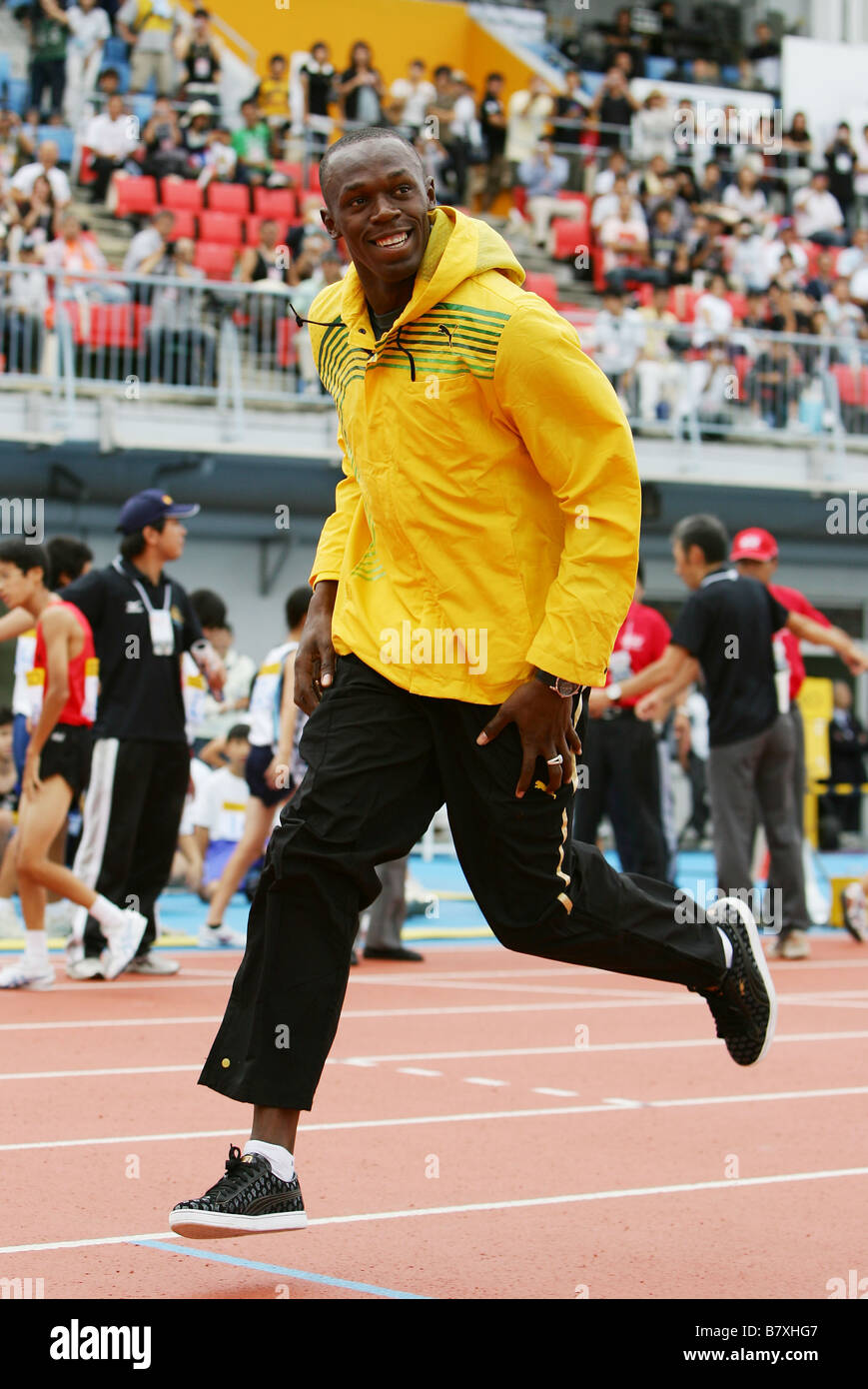 Usain Bolt JAM SEPTEMBER 23 2008 Athletics SEIKO SUPER TRACK AND FIELD MEET  IN KAWASAKI 2008 at Todoroki Stadium Kanagawa Japan Stock Photo - Alamy
