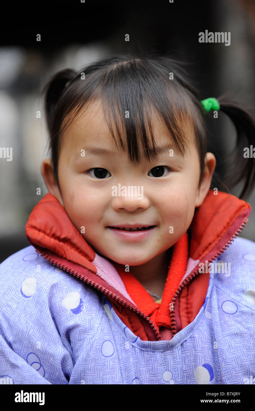 A lovely 2 year old girl in a village of Jiangxi, China. 02-Feb-2009 Stock Photo