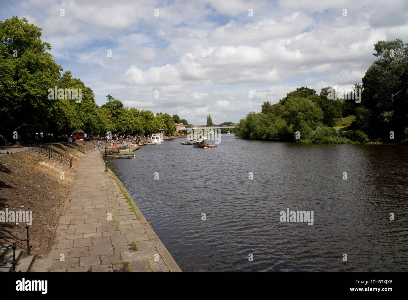 The suspension bridge over the River Dee in Chester, England Stock ...